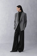 Kano Single Button Tie Waist Blazer and Pants Matching Set in Fine Wool Blend