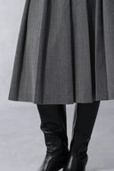 Soma Pleated Midi Skirt in Fine Wool Blend