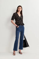 Irisa Blumenbluse aus mattem Maulbeerseiden-Crêpe