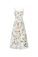 Lucie Flora Print Tie-Waist Dress in Silk Cotton