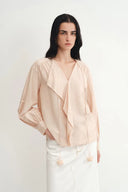 Karina Handcrafted Camellia Ruffled Blouse in Silk Blend