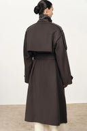 Manteau long croisé Tristan en mérinos double face cachemire