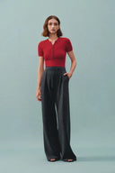 Kelly Pleated Wide Leg Track Pants in Cotton Modal Blend