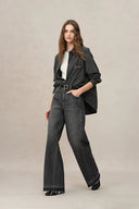 Echo Floor Length Wide Leg Jeans in Turkish Cotton Denim