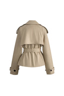 Beatrice Wind and Wrinkle Resistant Short Trench Coat in Cotton Stretch Twill