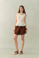 Zane Open Knit Drawstring Top in Cotton
