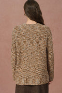 Sade Dotted Longer Sleeve Cardigan in Wool Bouclé Yarn Knit