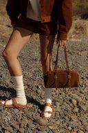 Monti East West Shoulder Bag in Suede Calfskin