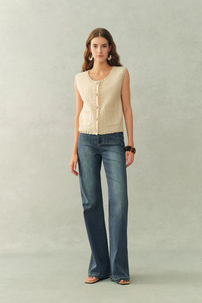 Sita French Style Denim Flare Jeans in Elastic Denim