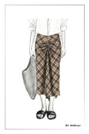Anya Plaid Ruched Split Hem Skirt