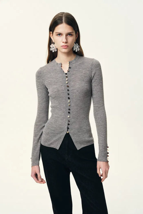 Kaia Slim Fitted Top in Dense Rib Knit