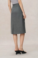 Beading Wrinkle Resistant Embroidered Skirt in Fine Worsted Wool