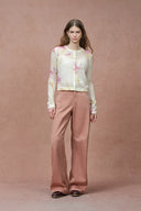 Irida Iris and Lily Print Knit Cardigan in Merino-Mohair Blend