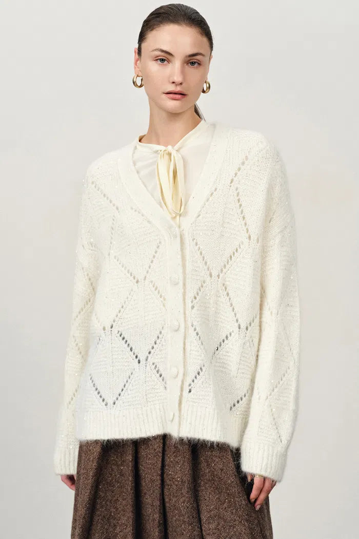 Lila Sparkling Cardigan in Alpaca Sequin Yarn