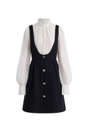 Robe deux pièces Julie en dentelle et tencel-lin avec bouclé français - Mélange de tissus mis à jour