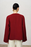 Abrigo corto nuevo estilo mandarín Peony con botones en lana merino