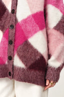 Cardigan a Quadri Intrecciati Solstice in Misto Lana-Alpaca