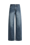 Dora Vintage Wide Straight Leg Jeans in Cotton Denim