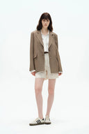 Graf Beige Blonde Suit Jacket in Linen Wool