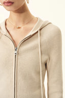 Vivi Fitted Cropped Hooded Knit Cardigan In Merino Wool Blend