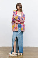 Louloudia Floral Jacquard Knit Cardigan in Merino Mohair Blend
