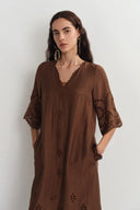 Sienna Embroidered Robe Dress in Linen Blend