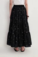 Emily Hand Beaded Sequin Embroidered Maxi Skirt in Beaded Wool Blend