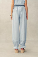 Hazel Boho Embroidery Jacquard Halterneck Sleeveless Top and Pants Set in Cotton