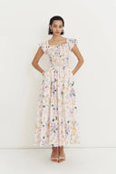 Serenity Flutter Sleeve Flora Dress in Cotton S