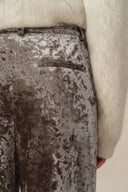 Shining Velvet Straight Leg Trousers in Ice Velvet