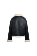 Catherine Vintage Shearling Bomber Jacket in Vegan Leather