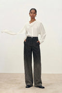 Mirta Tie-Neck Top in Embroidered Fine Mesh