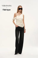 Sculpture One Shoulder Asymmetric Sleeveless Top in Mulberry Silk