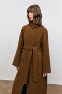 Rond Detachable Belt Coat in Wool Twill
