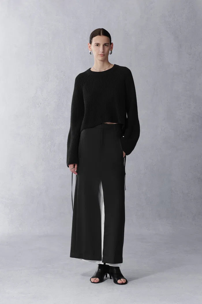 Calliope Wide Sleeves Crop Sweater in Merino Cashmere Knit