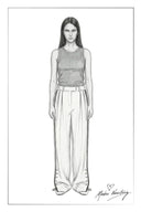 Olivia Button Slit Wide Leg Pants in Wool Blend