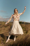 Cardigan Sini con estampado pintado a mano de iris en mezcla de alpaca y merino