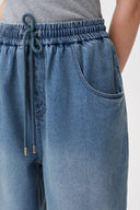 Bulb Pull On Faded Jeans in Cotton Denim