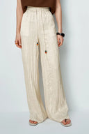 Pantalon texturé Aurora en satin plissé