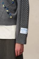 Olivia Floral Cable Cardigan in Merino Wool Cable Knit