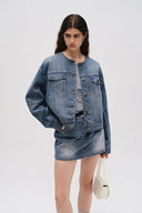 Helmingham Rundhalsjacke aus Lyocell Denim