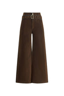 Taylor Detachable Belt Flocked Jeans in Cotton Denim