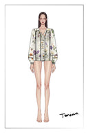 Perla Hand Painted Flora Blouse in Tencel-Ramie