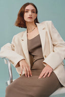 Hera Wide Sleeveless Strap Dress in Stretch Yarn Knit