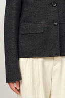 Veste boxy double face Sola en mélange soie et laine camel