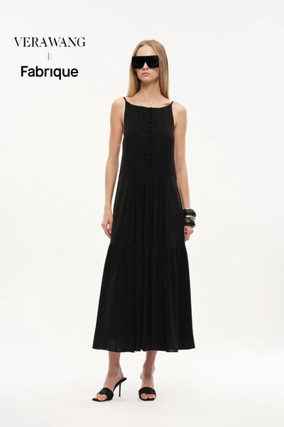Obélisque Pleated Slip Dress in Matte Crepe – fbrq.com