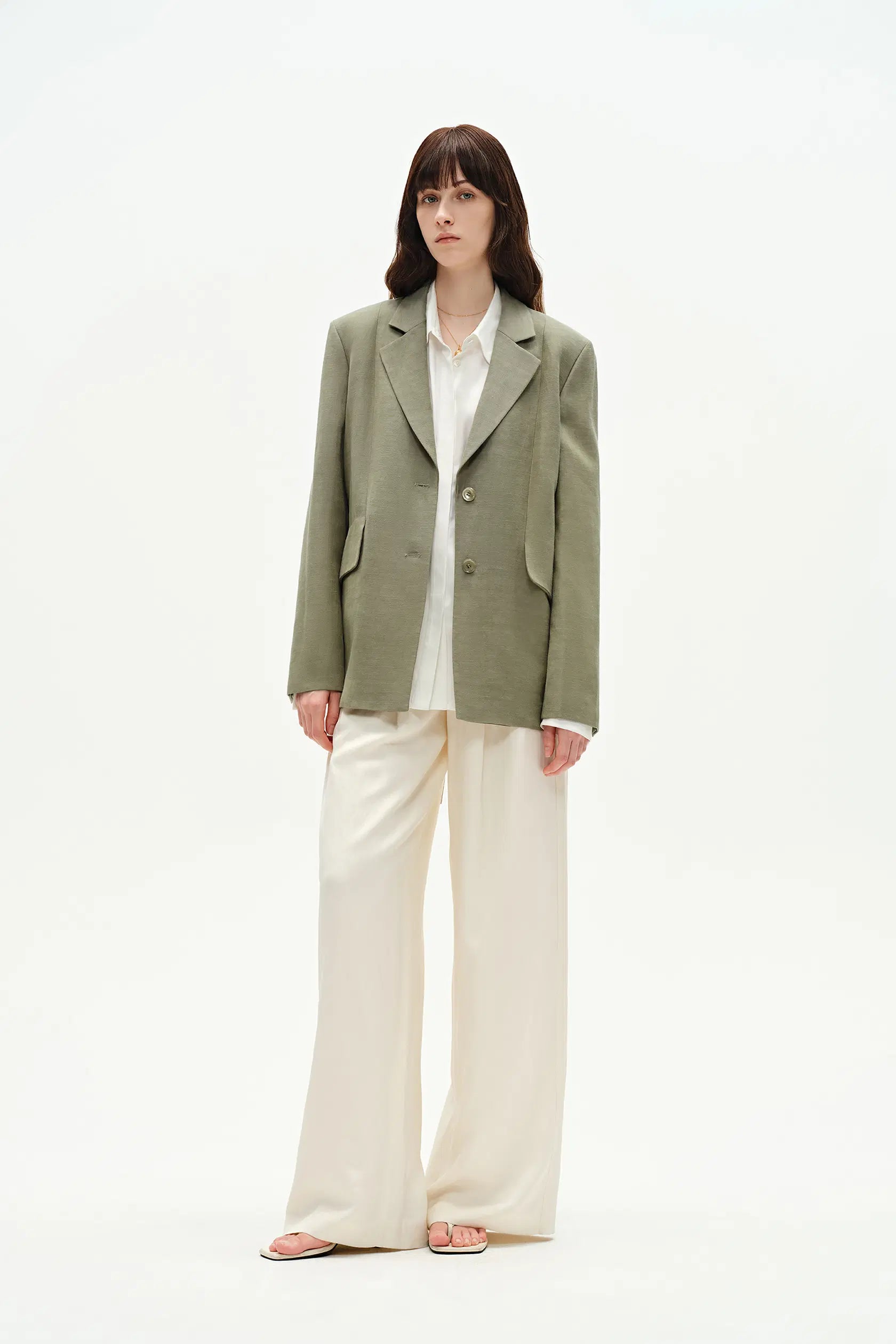 Graf Sage Green Suit Jacket Linen Blend