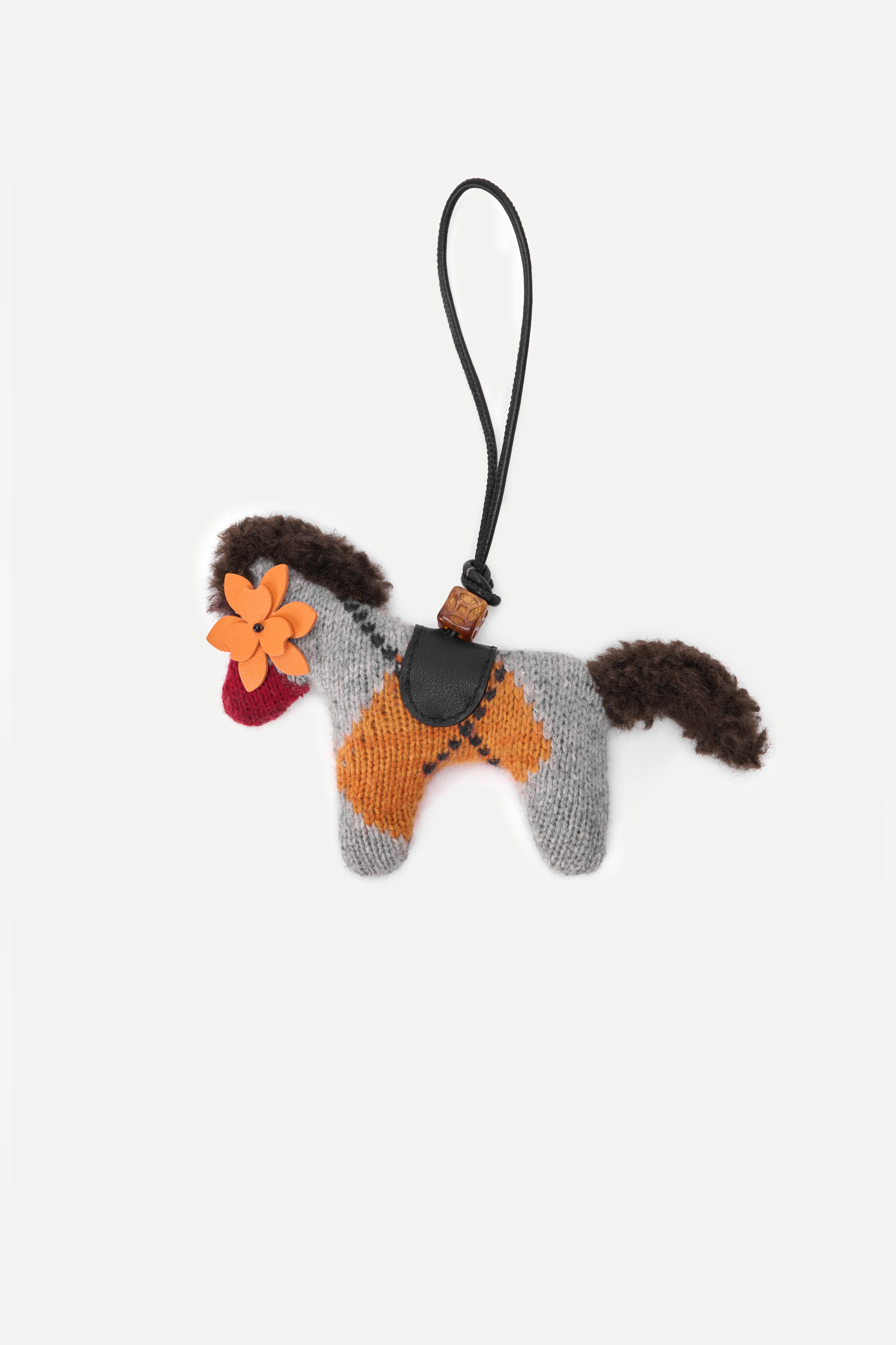 Phillipa Knit Gingham Flower Eye Pony Bag Charm