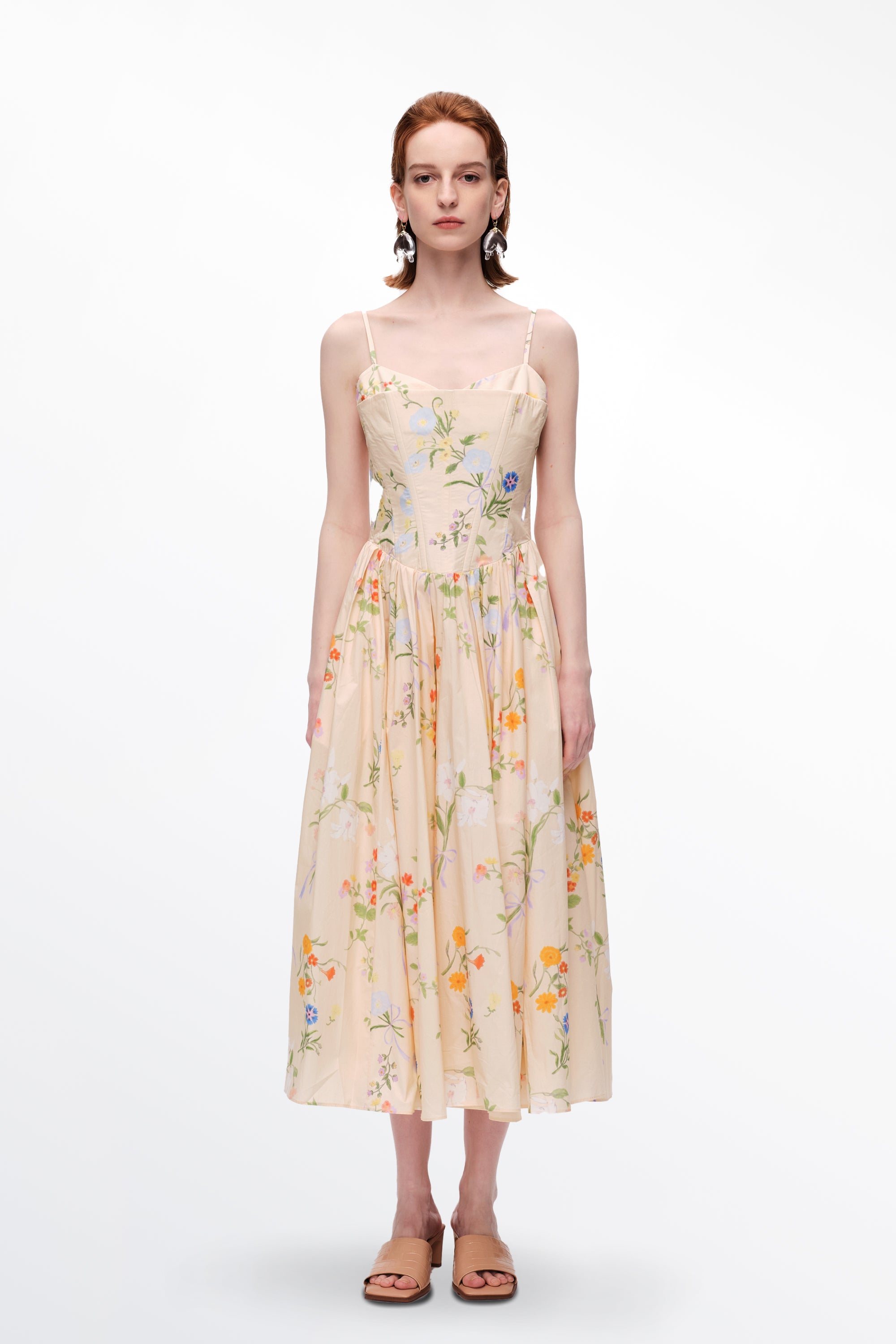 Marie Flora Printed Corset Dress in Cotton