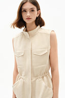 Ionia Cinched Waist Drawstring Vest in Silk Linen